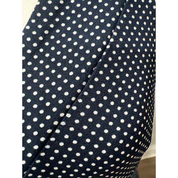 Adrianna Papell Blue Polka Dot Dress, Size M, V-Neck, Asymmetric Hem - Picture 4 of 13